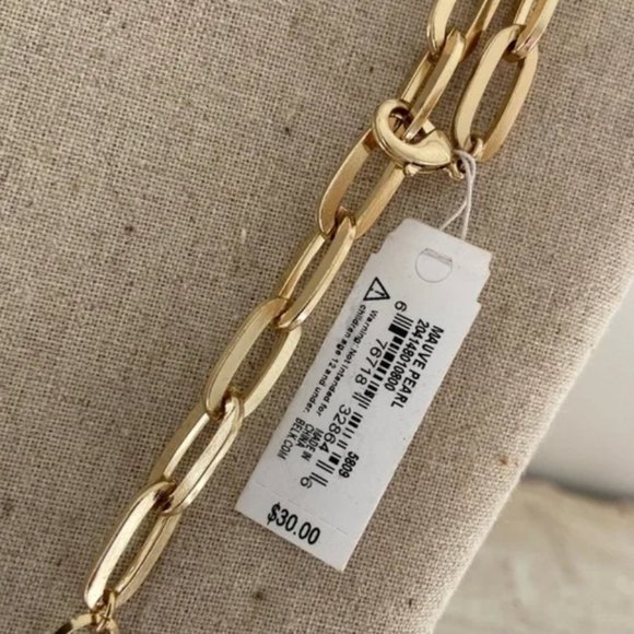 Paperclip Necklace Gold Tone Pearls Brand New AND Pearl Earrings Bundle Jewelry - Picture 9 of 13